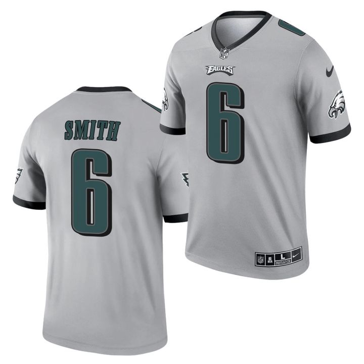 Men Philadelphia Eagles 6 DeVonta Smith Nike Grey Inverted Legend NFL Jersey